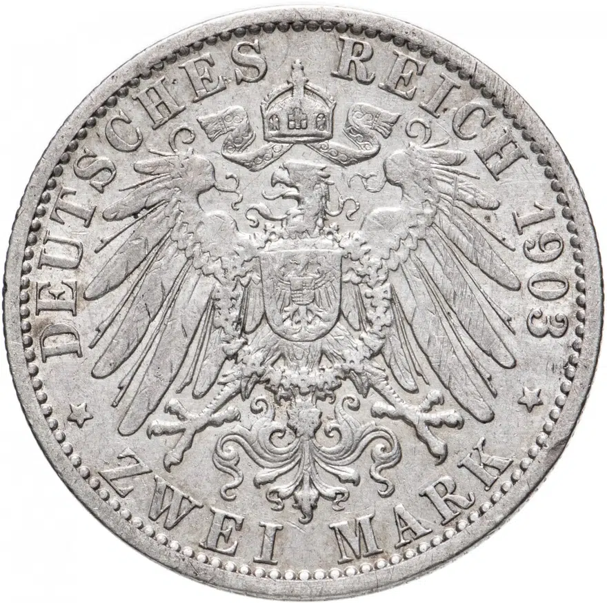 Германия (Империя) 2 марки (mark) 1903, реверс