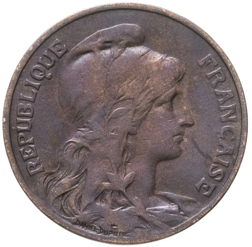 Франция 10 сантимов (centimes) 1908, аверс