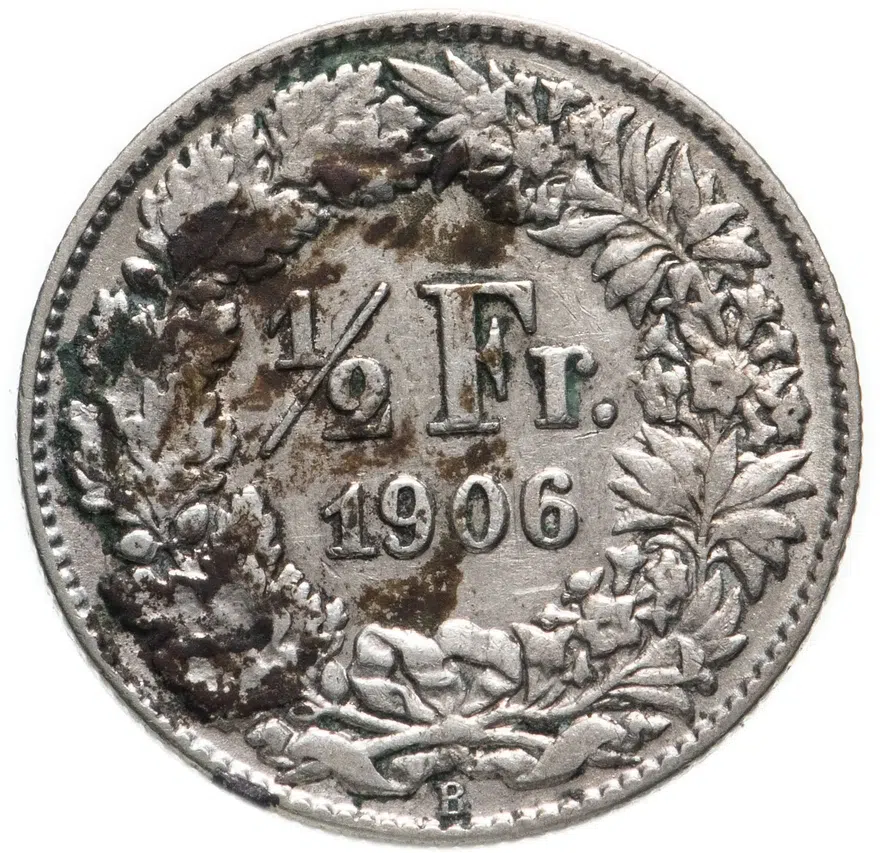 Швейцария 1/2 франка (franc) 1906, реверс