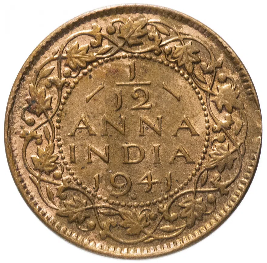 Индия (Британская) 1/12 анны (anna) 1941, реверс