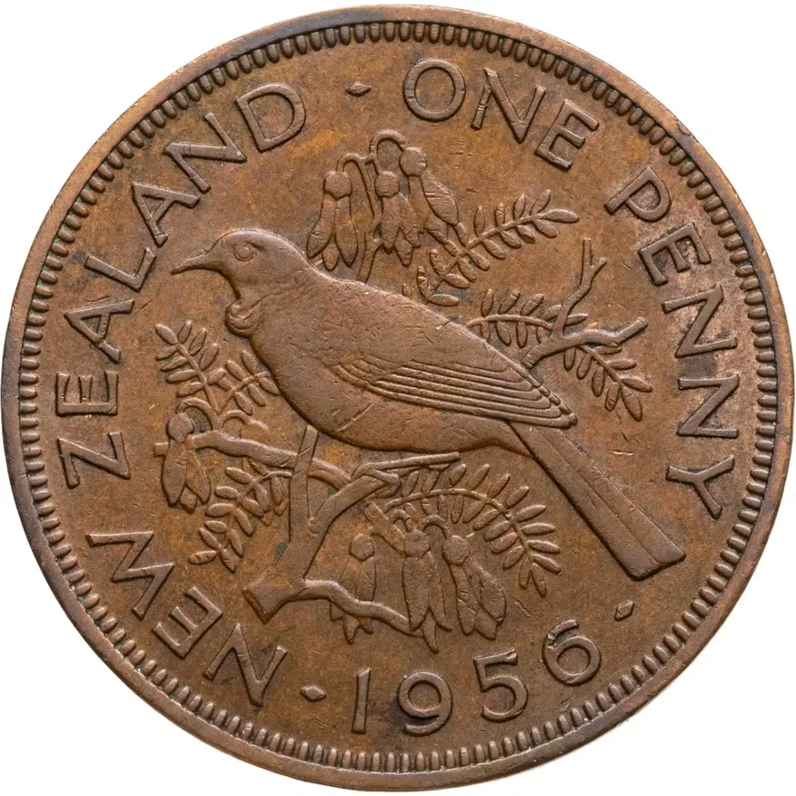 Новая Зеландия 1 пенни (penny) 1956   с ремнём на плече, реверс