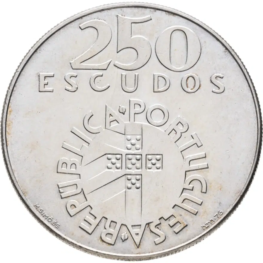 Португалия 250 эскудо (escudos) 1976  Революция гвоздик (25 de Abril 1974)