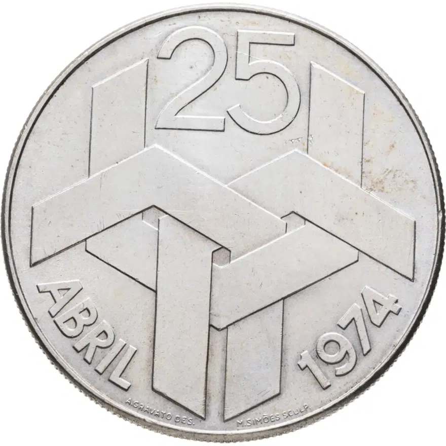 Португалия 250 эскудо (escudos) 1976  Революция гвоздик (25 de Abril 1974), реверс