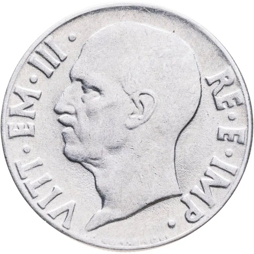 Италия 20 чентезимо (centesimi) 1940  Не магнетик, ребристый гурт, аверс