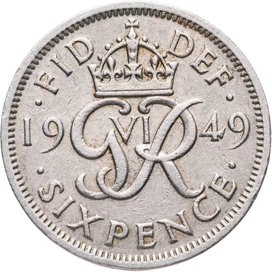 Великобритания 6 пенсов (pence) 1949, реверс