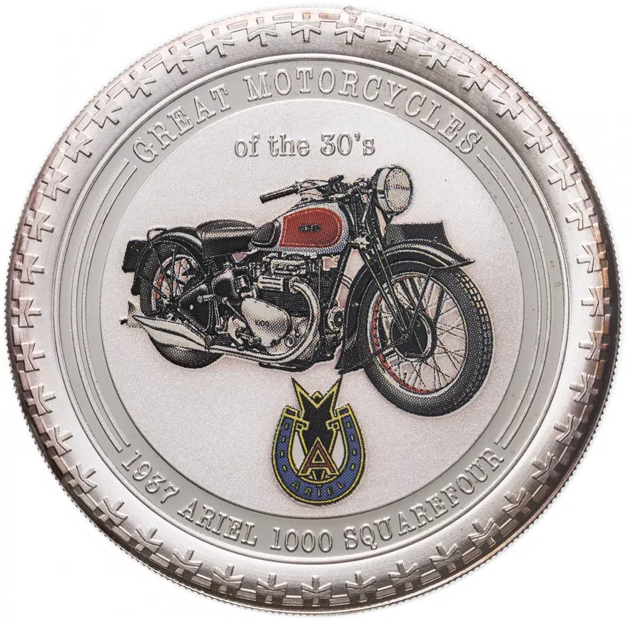 Острова Кука 2 доллара (dollars) 2007 "Мотоциклы - Ariel 1000 Square Four", аверс