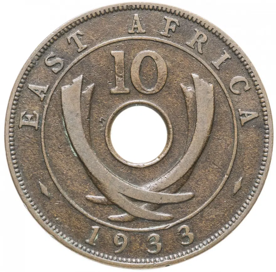 Британская Восточная Африка 10 центов (cents) 1933, аверс