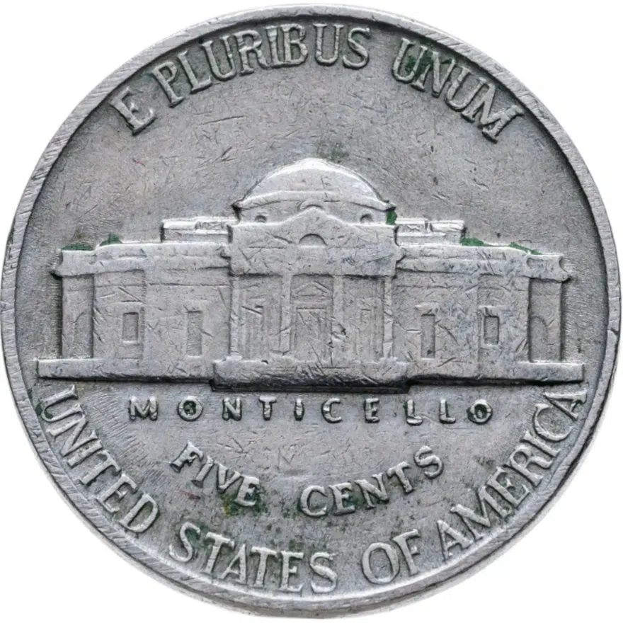США 5 центов (cents) 1940  Jefferson Nickel Без отметки монетного двора, реверс