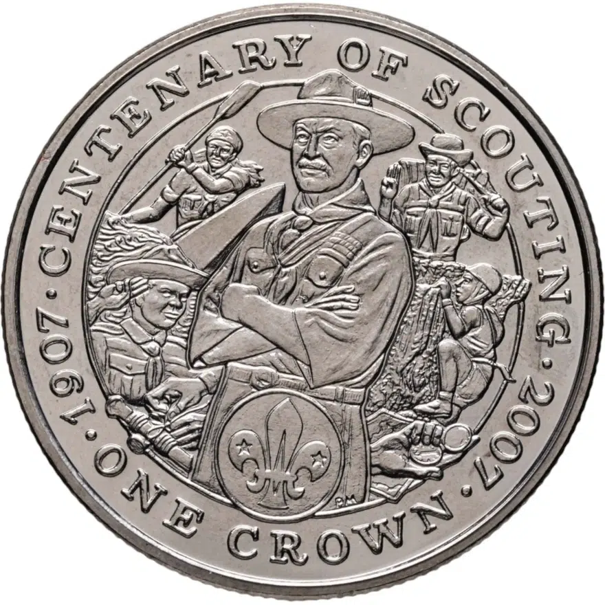 Остров Мэн 1 крона (crown) 2007  100 лет Скаутскому движению, аверс