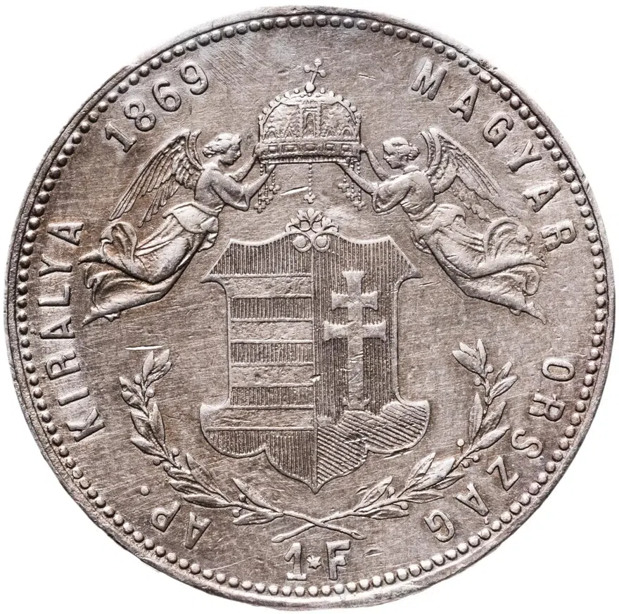 Австро-Венгрия, Франц Иосиф I. 1 форинт 1869 "К.В" - монетный двор Кремница, аверс
