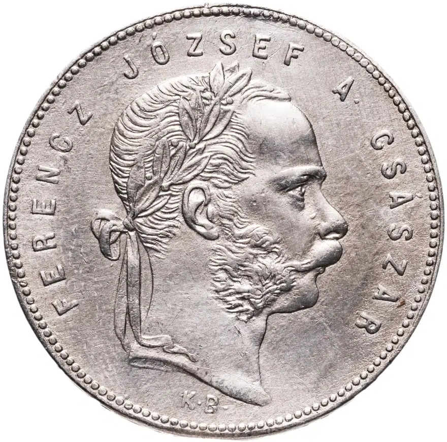 Австро-Венгрия, Франц Иосиф I. 1 форинт 1869 "К.В" - монетный двор Кремница, реверс