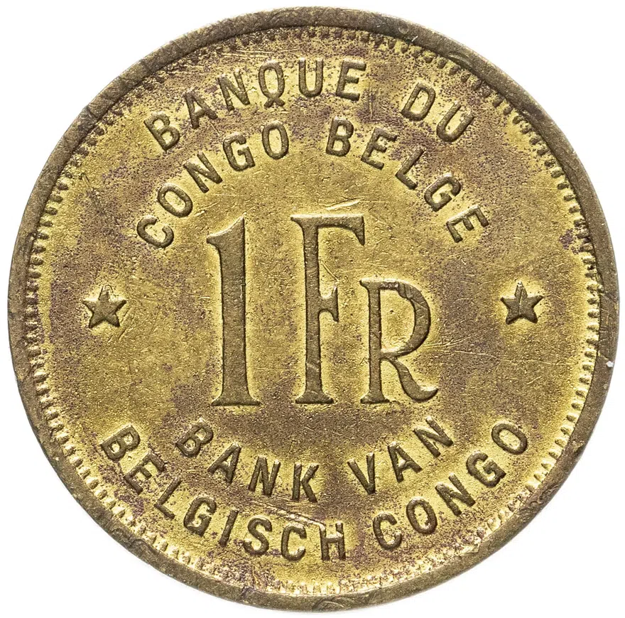 Бельгийское конго 1 франк 1949, реверс