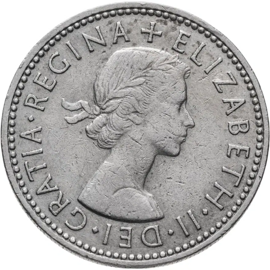 Великобритания 1 шиллинг (shilling) 1961  Английский герб - 3 льва внутри коронованного щита, аверс