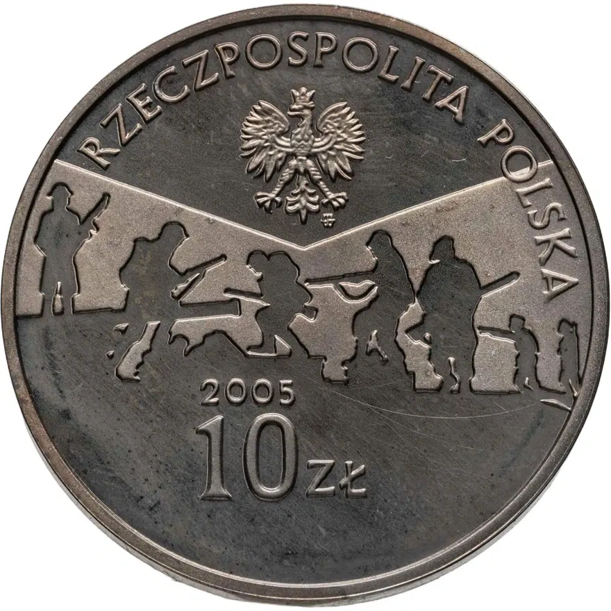 Польша 10 злотых (zlotych) 2005  60 лет окончания Второй мировой войны, реверс