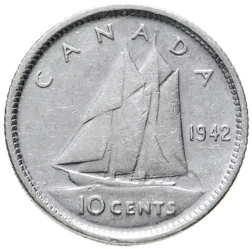 Канада 10 центов (cents) 1942