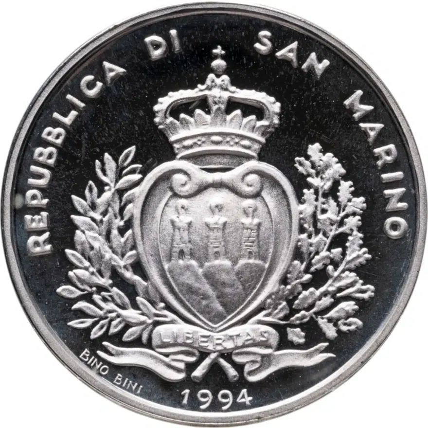 Сан-Марино 1000 лир (lire) 1994  XVII зимние Олимпийские Игры, Лиллехаммер 1994, реверс
