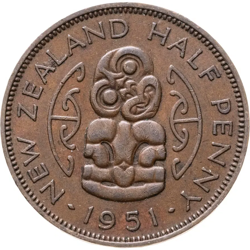 Новая Зеландия 1/2 пенни (penny) 1951, аверс