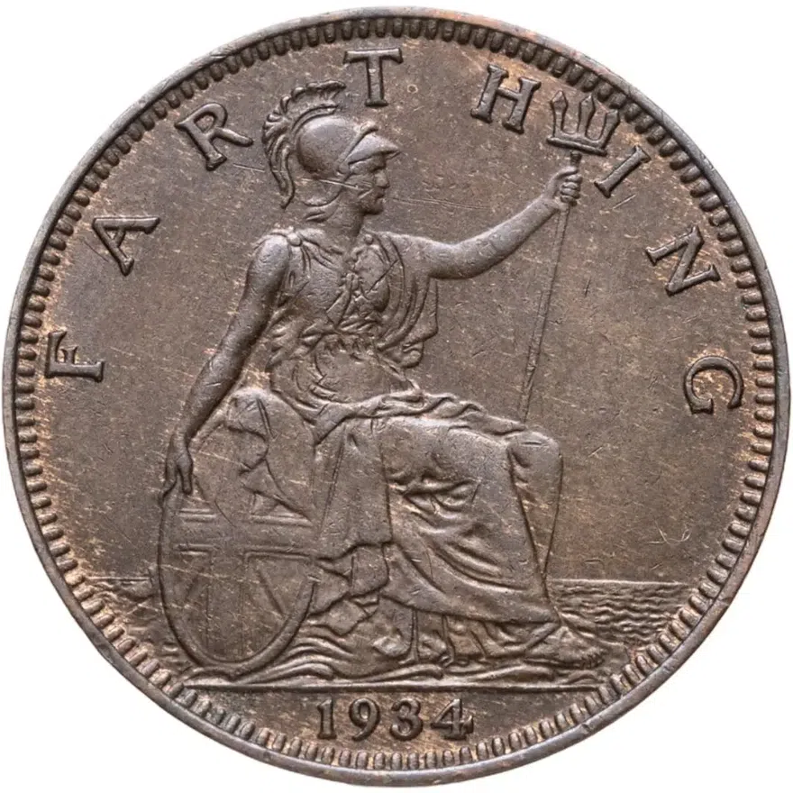 Великобритания 1 фартинг (farthing) 1934, аверс