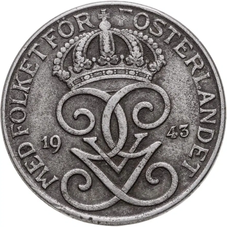 Швеция 5 эре (ore) 1943, реверс
