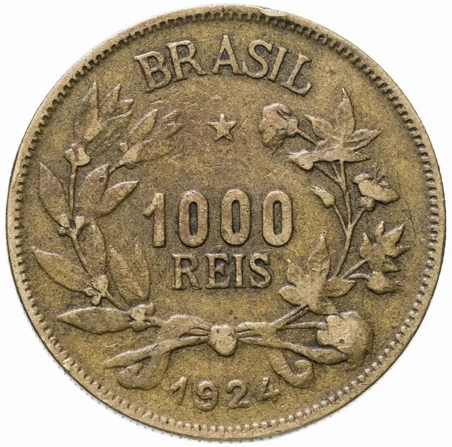 Бразилия 1000 рейс (reis) 1924, реверс
