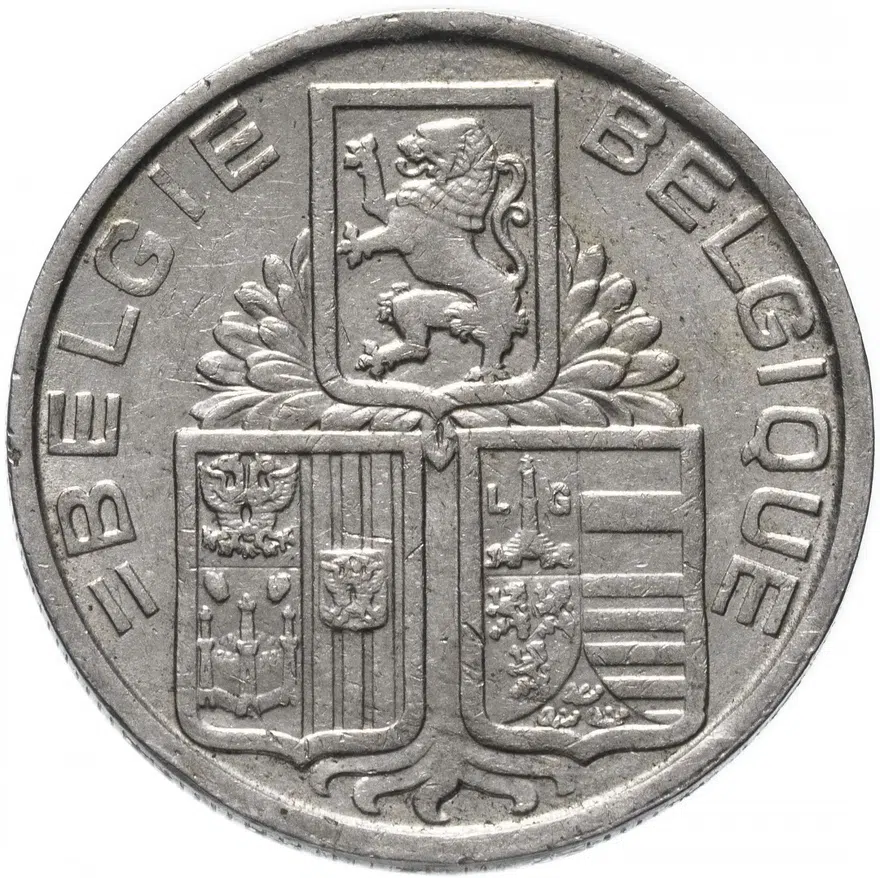 Бельгия 5 франков (francs) 1939, реверс
