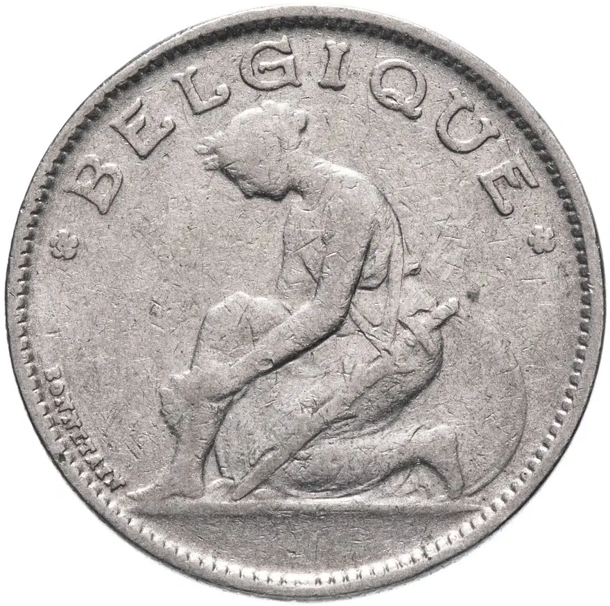 Бельгия 1 франк 1922-1934 Надпись на французском - 'BELGIQUE', реверс