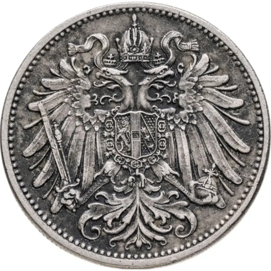 Австрия 20 геллеров (heller) 1908, реверс