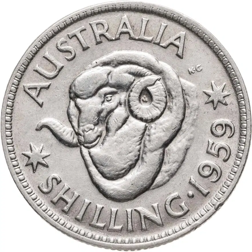 Австралия 1 шиллинг (shilling) 1959, реверс