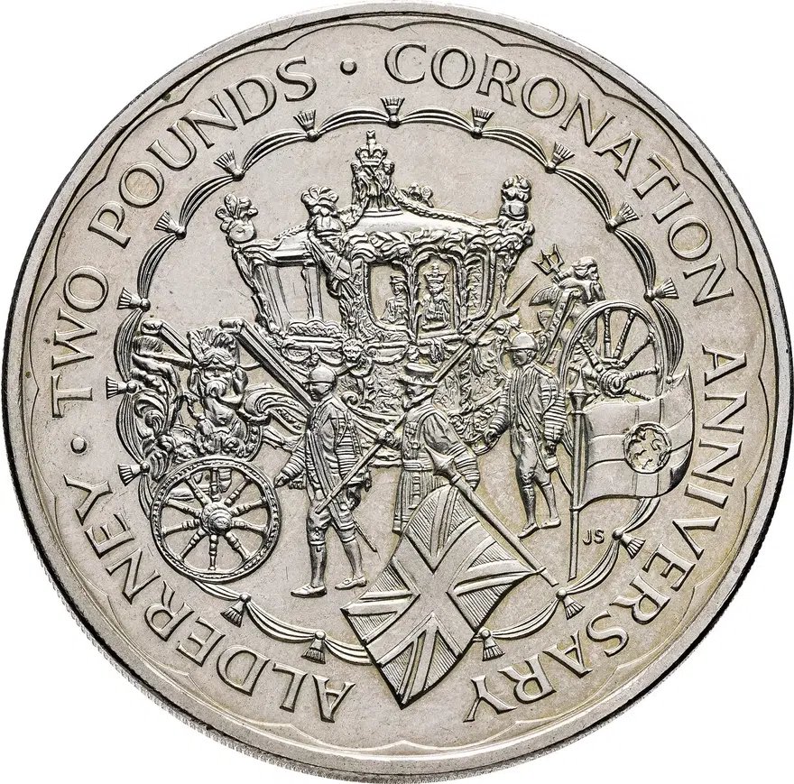 Олдерни 2 фунта (pounds) 1993 "40 лет коронации Королевы Елизаветы II"