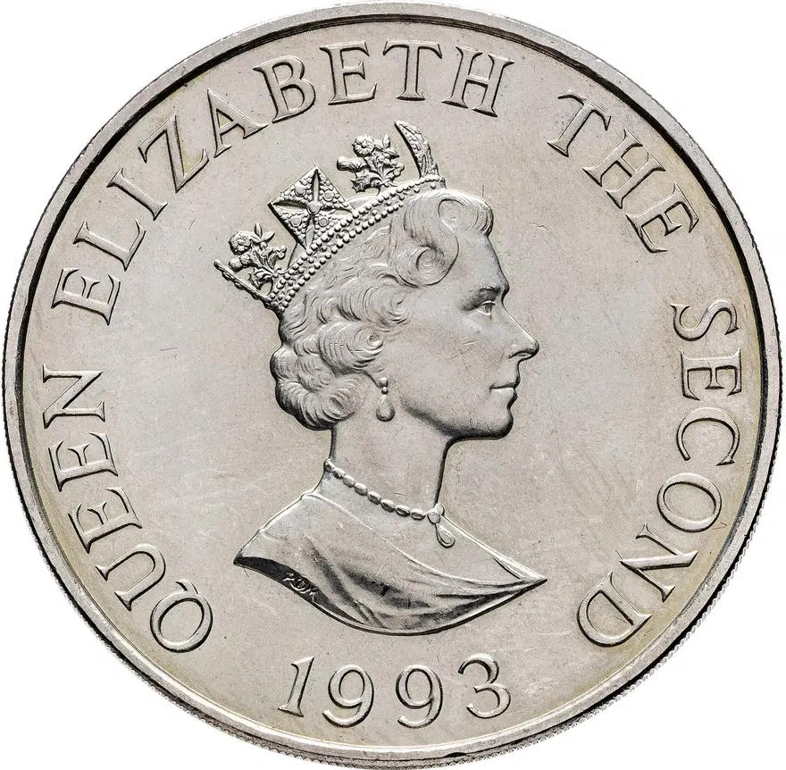 Олдерни 2 фунта (pounds) 1993 "40 лет коронации Королевы Елизаветы II", реверс