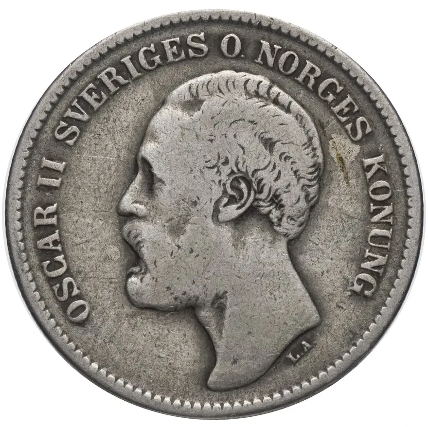 Швеция 2 кроны 1876 "Король Оскар II"