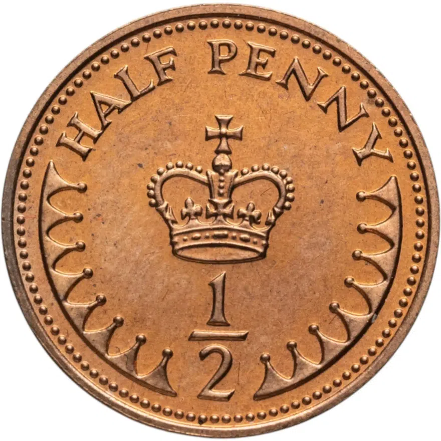 Великобритания 1/2 пенни (penny) 1982, аверс