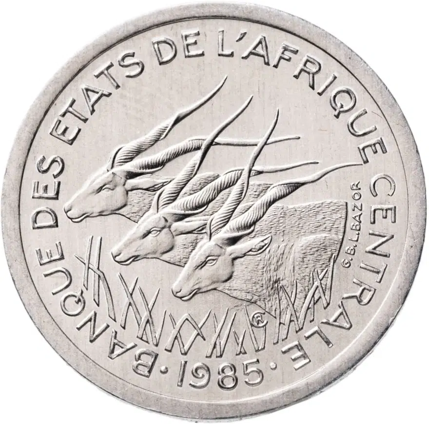 Центральная Африка (BEAC) 1 франк (franc) 1985, реверс