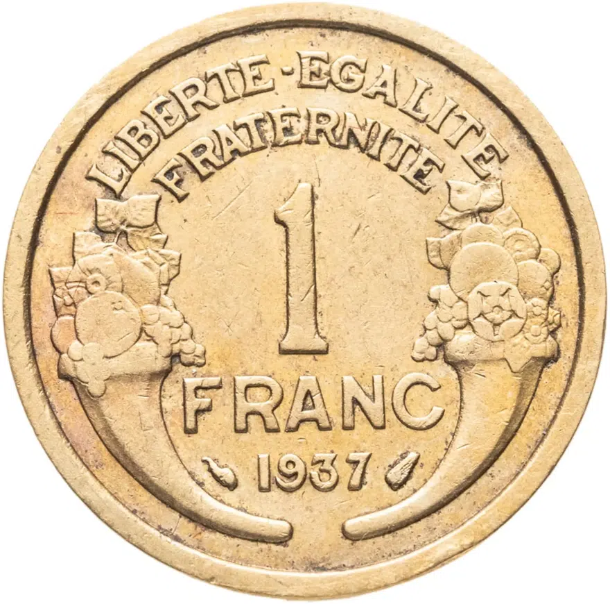 Франция 1 франк (franc) 1937, аверс