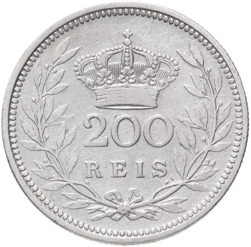 Португалия 200 рейс (reis) 1909, реверс