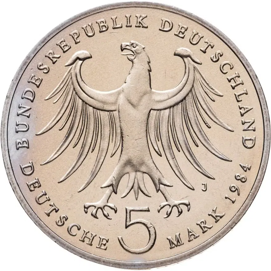 Германия 5 марок (deutsche mark) 1984  175 лет со дня рождения Феликса Мендельсона, реверс