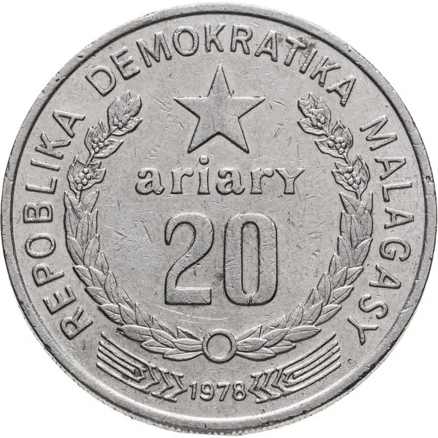 Мадагаскар 20 ариари (ariary) 1978, аверс