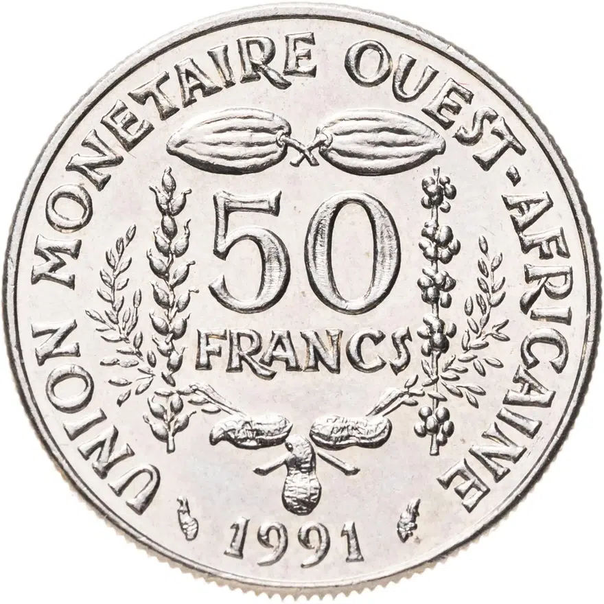 Западная Африка (BCEAO) 50 франков (francs) 1991, реверс