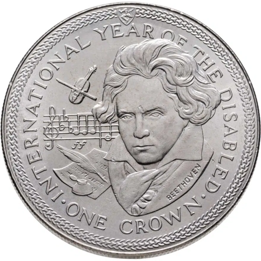 Остров Мэн 1 крона (crown) 1981  Международный год инвалидов - Бетховен