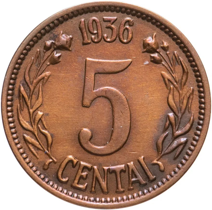 Литва 5 центов 1936