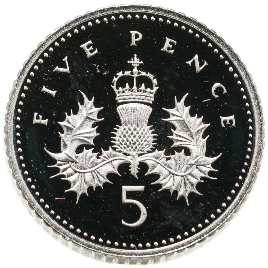 Великобритания 5 пенсов (pence) 1990, аверс