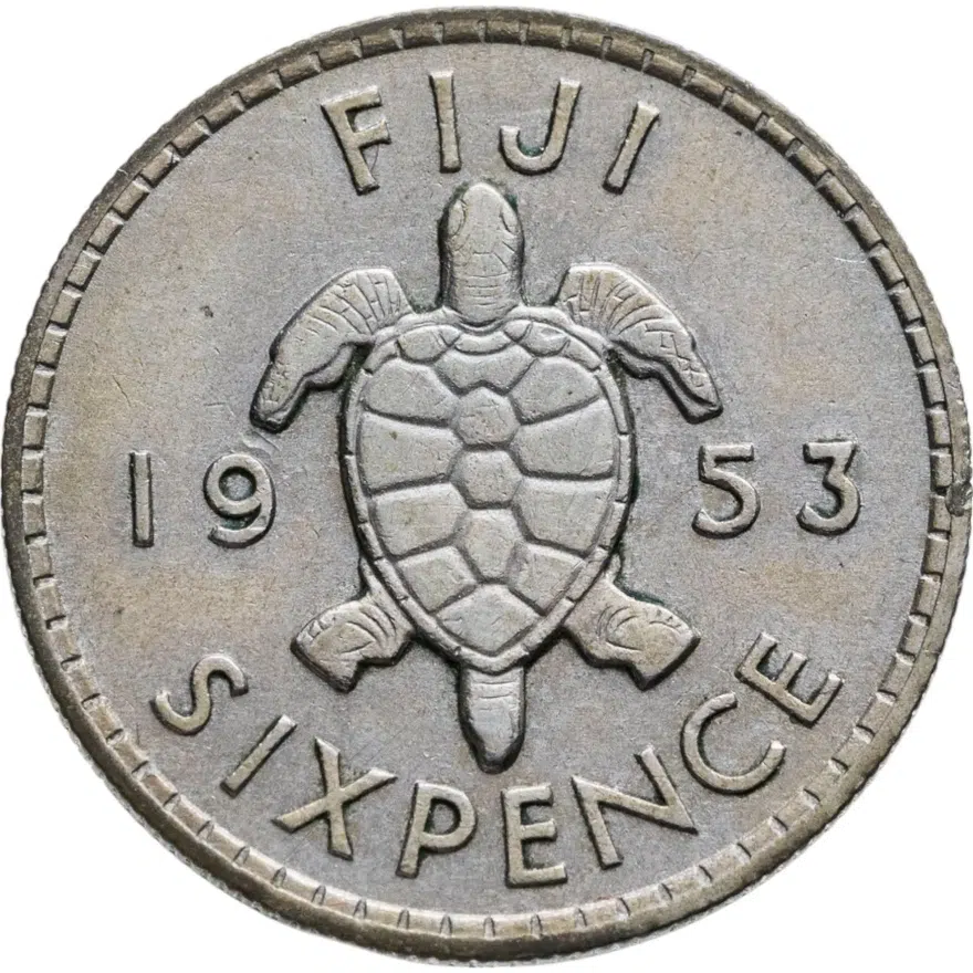 Фиджи 6 пенсов (sixpence) 1953, аверс