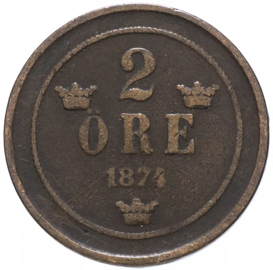 Швеция 2 эре (ore) 1874
