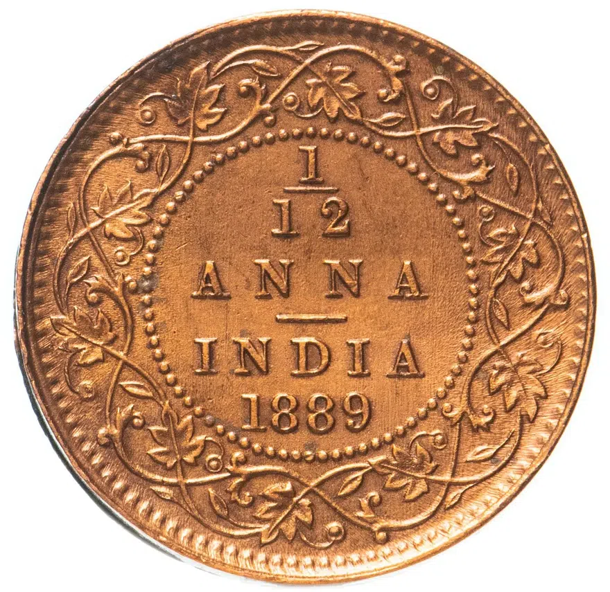 Индия (Британская) 1/12 анны (anna) 1889, реверс