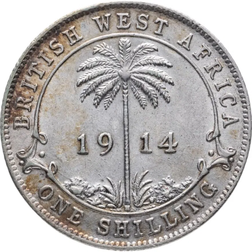 Британская Западная Африка 1 шиллинг (shilling) 1914, аверс