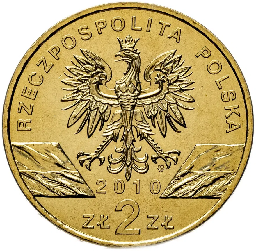 Польша 2 злотых (zlote) 2010  Всемирная природа - Летучая мышь, реверс