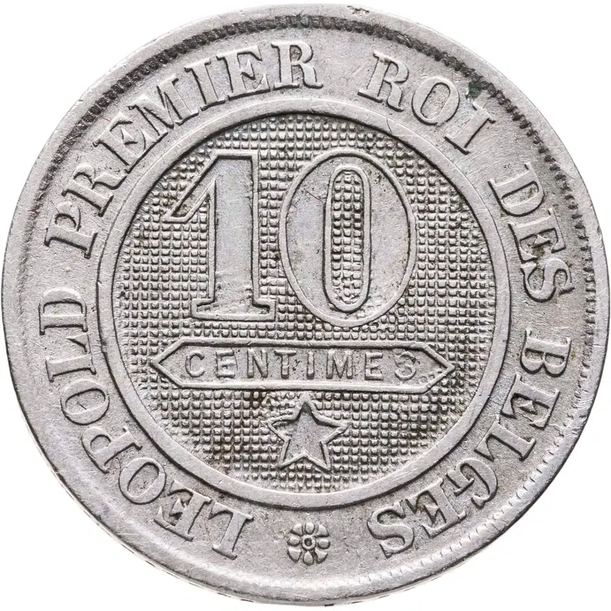 Бельгия 10 сантимов (centimes) 1862    Без точки после PREMIER