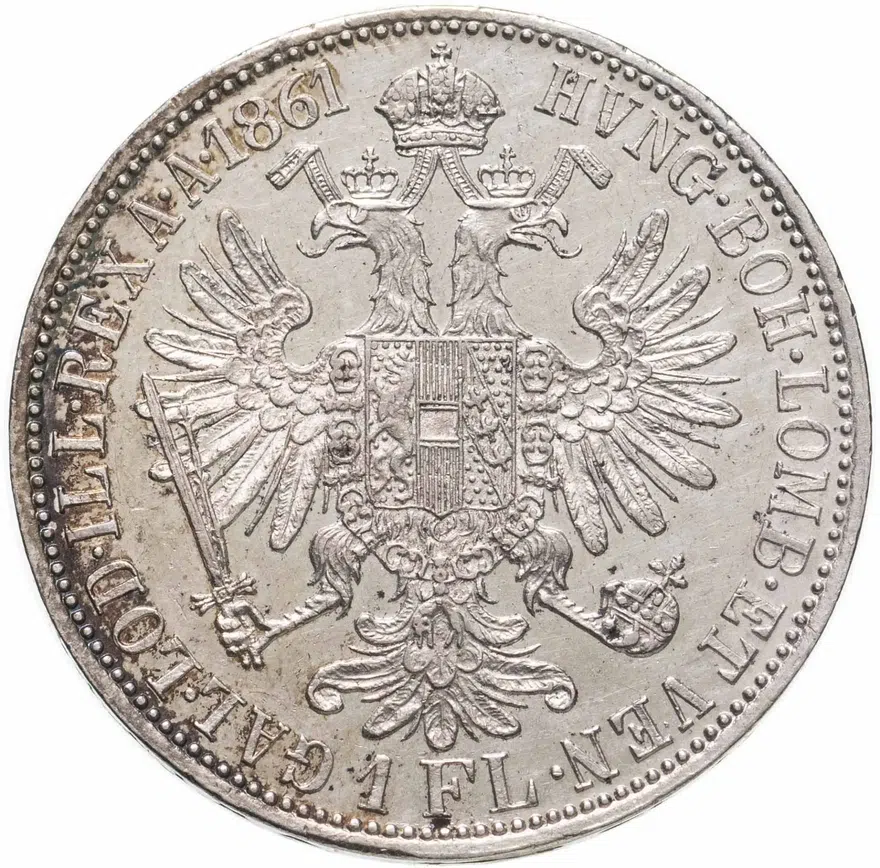 Австрия 1 флорин (florin) 1861 "A", реверс