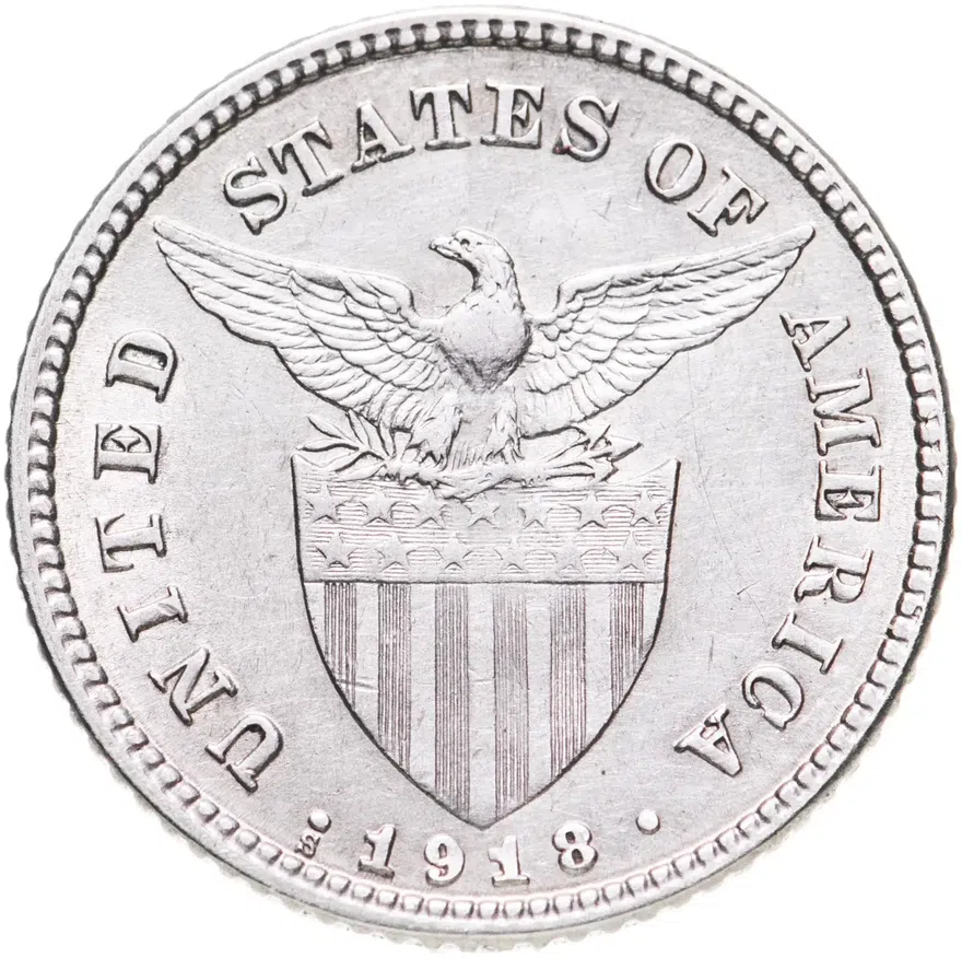 Филиппины 20 сентаво (centavos) 1918, аверс