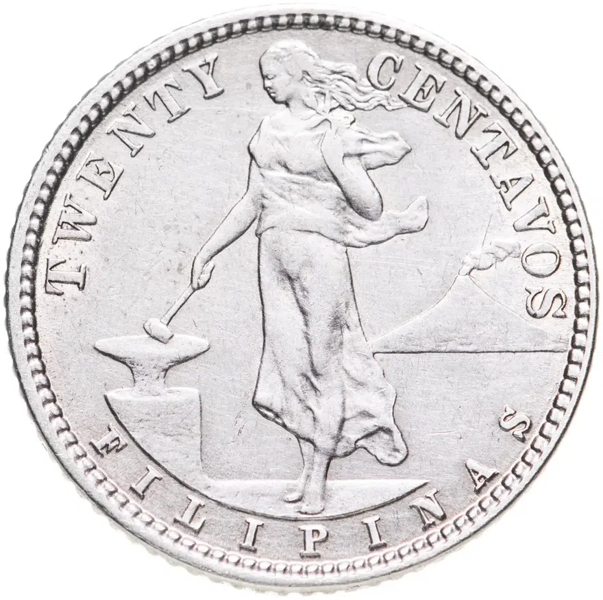 Филиппины 20 сентаво (centavos) 1918, реверс